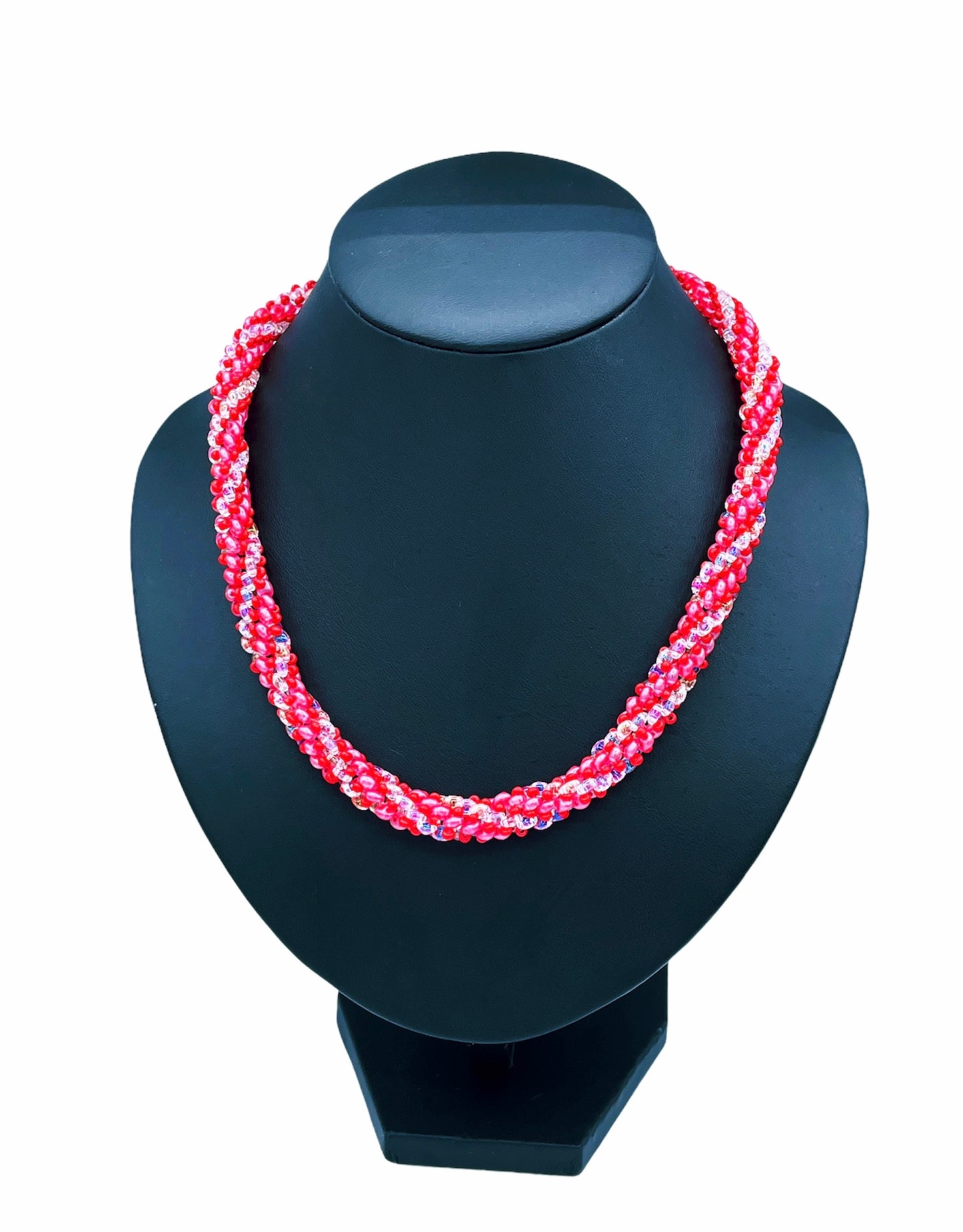 Twisted Blush Super Duo Bead Necklace
