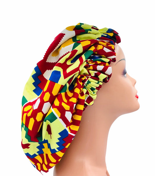 Kente Cube Ankara Women Bonnet (XL)