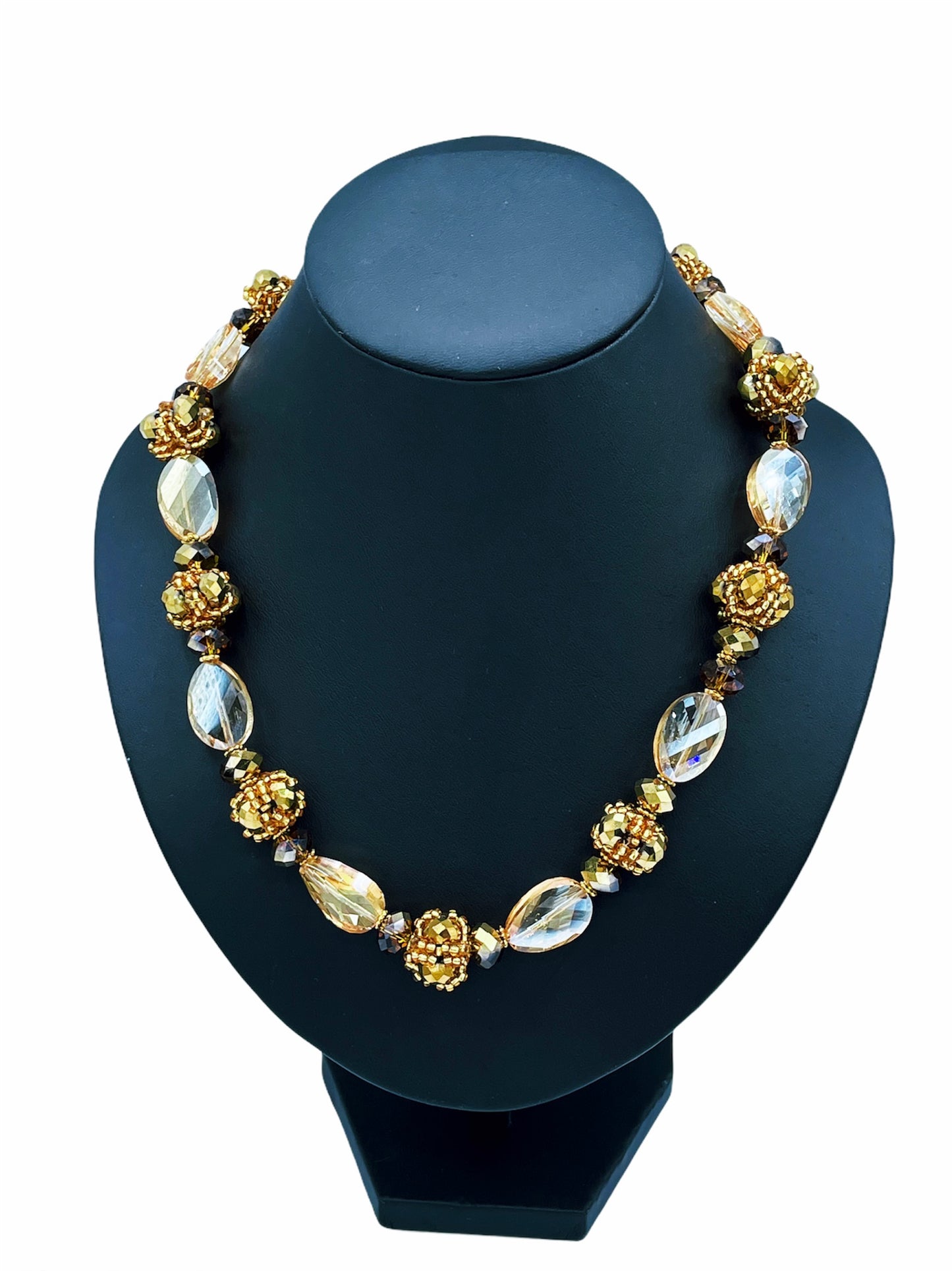 Gold Glass Crystal Necklace