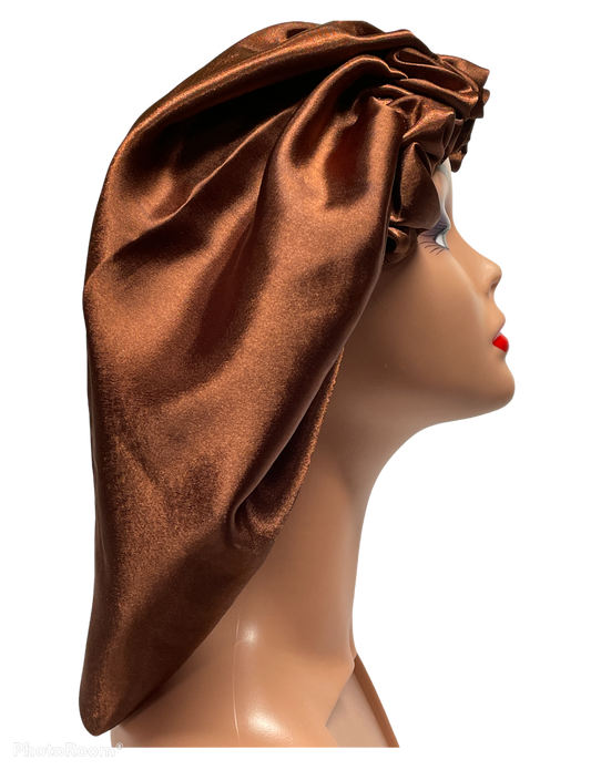 Golden Brown Satin Women Bonnet