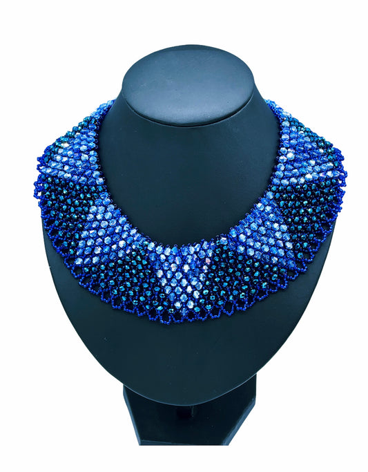 Diamond Blue Netting Collar Bead