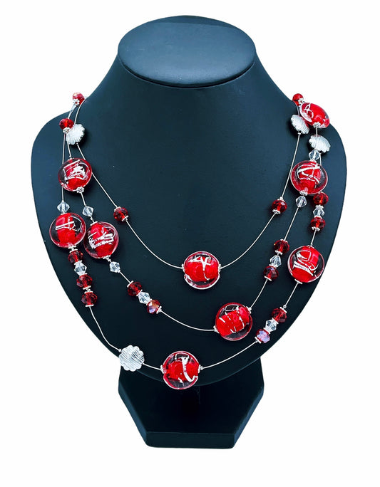 3-Layered Foil Bead Necklace